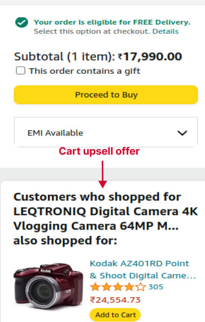 Cart Upsell Offer by Amazon