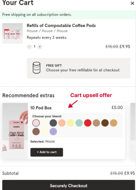 Cart Upsell Offer by Grind