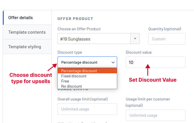 Different Discount Types for Upsells
