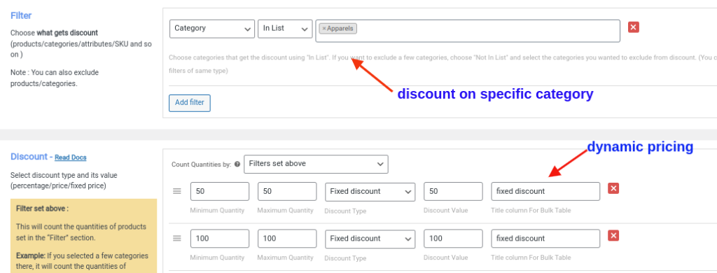 Dynamic pricing discount for specific categories