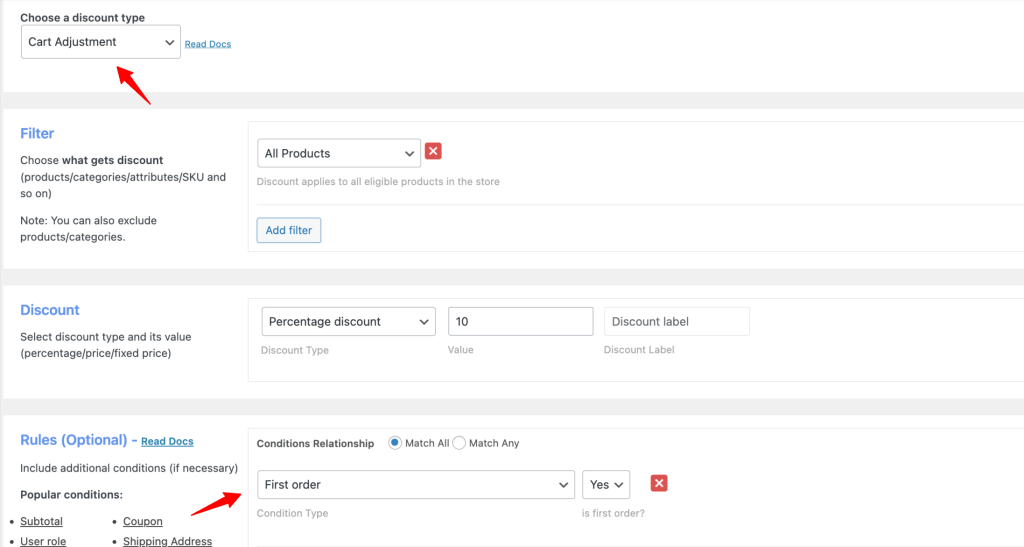 First-order discount rule