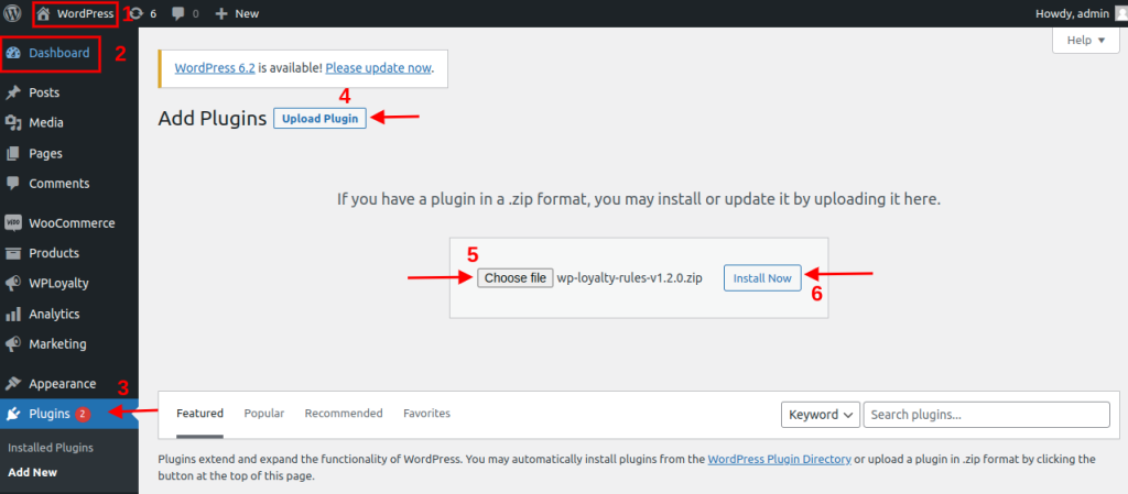 Steps to install via WordPress dashboard