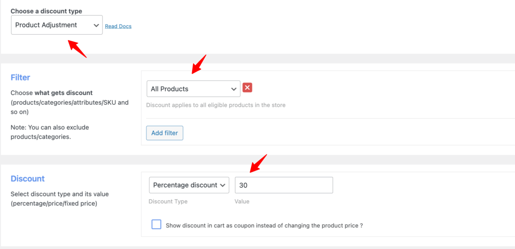 Storewide 30% rule builder