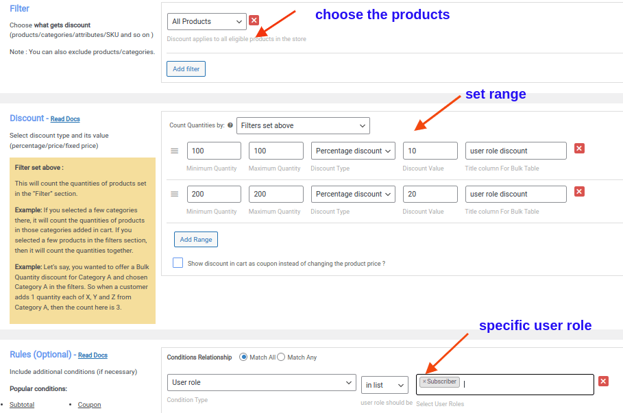 Tiered discounts based user role