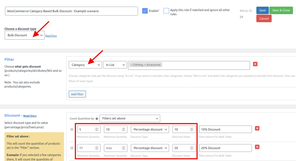 bulk discounts selected categories