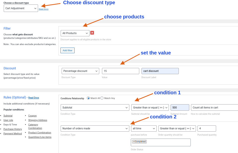 cart discounts based on purchase history of the customers