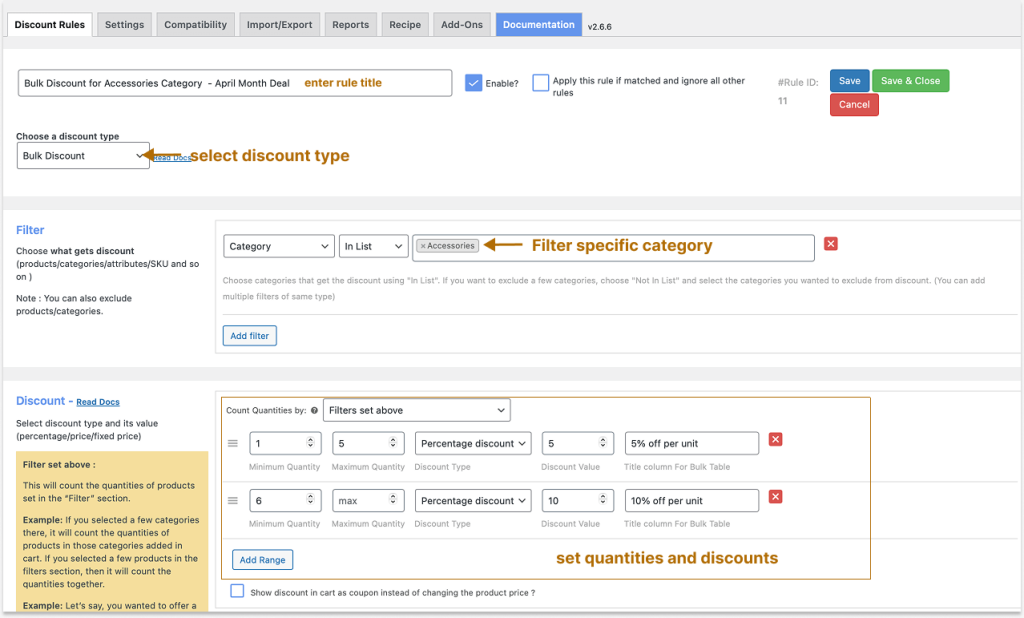 Creating a category-specific bulk discount 
