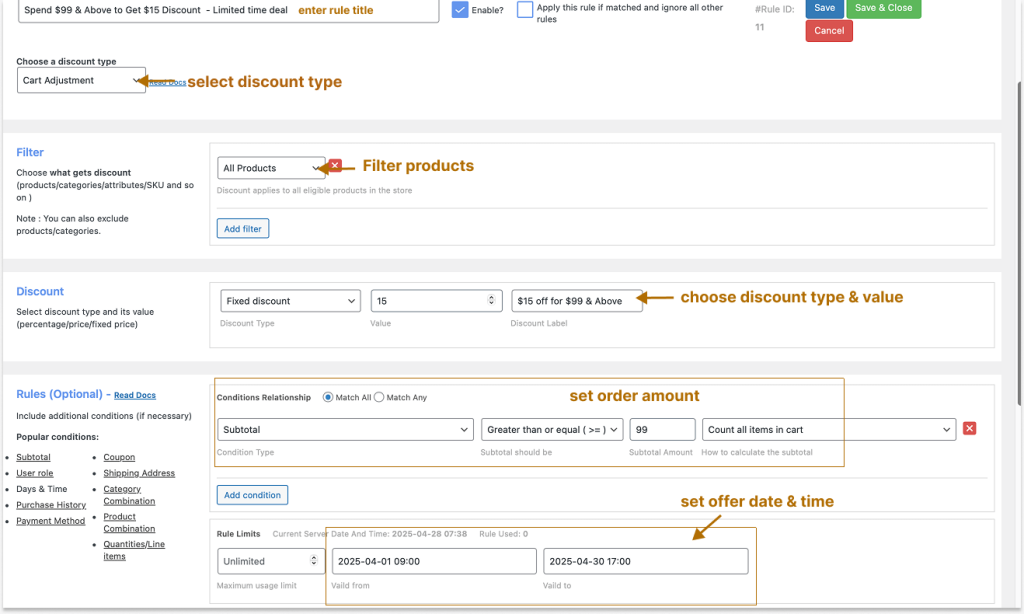 Creating a storewide percentage discount for a limited-time