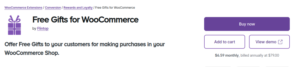 Free gift plugin by Flintop for WooCommerce