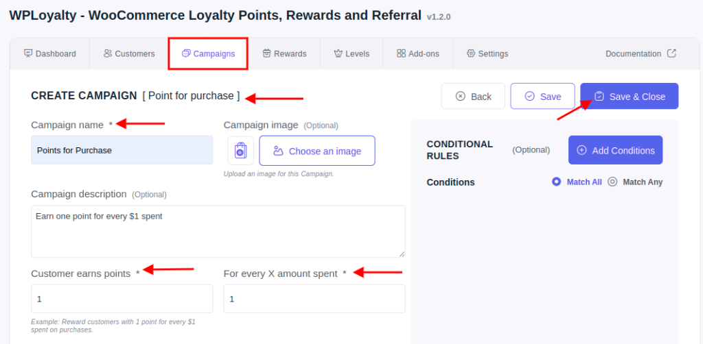 Campaigns that allow customers earn points
