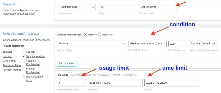 setting expiry date  to offer Fixed Cart Discount in your WooCommerce Store