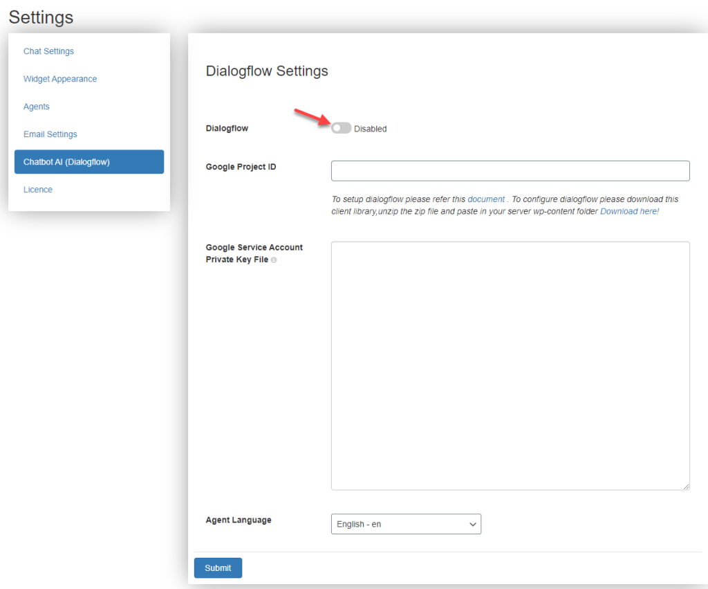 Ai chatbot settings