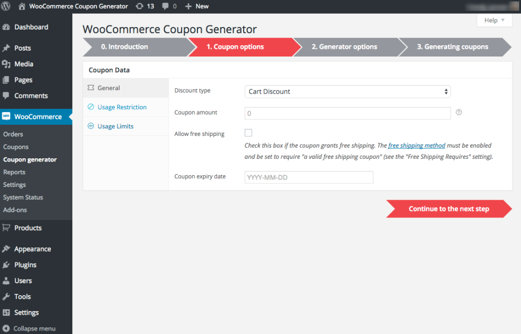 WooCommerce Coupon generator