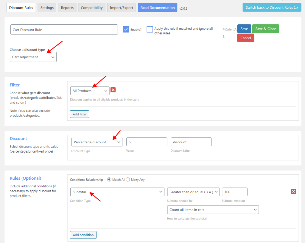 cart adjustment example 2