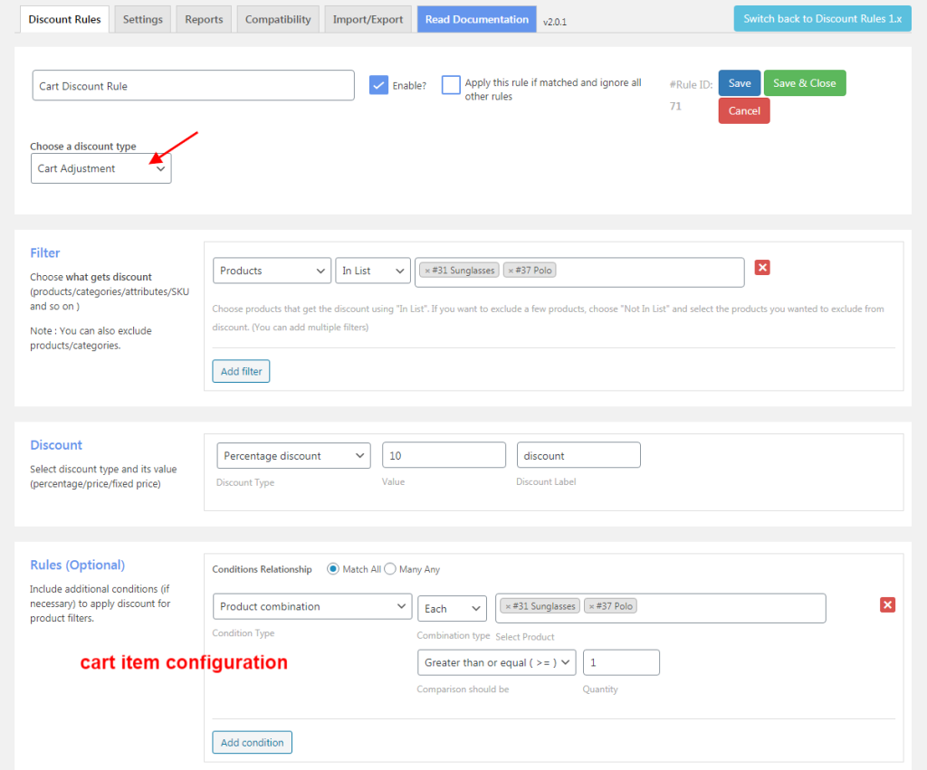 cart discount rule example 2
