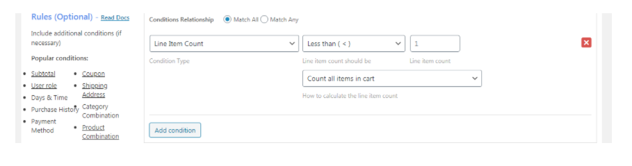 configure item quantity