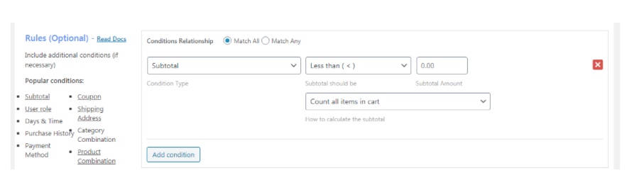 configure item subtotal