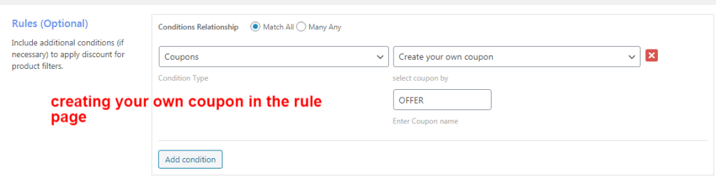 creating own coupon code