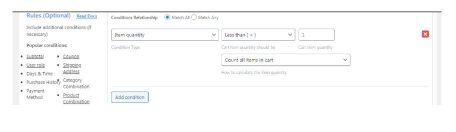 depend on cart quantity and subtotal