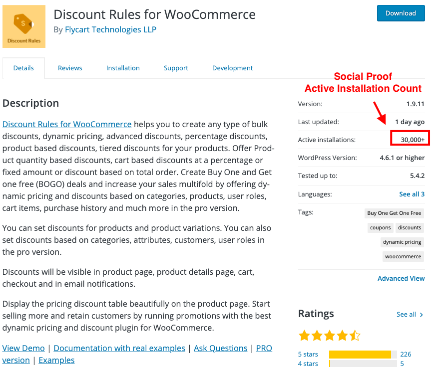 discount rules for woocommerce social proof