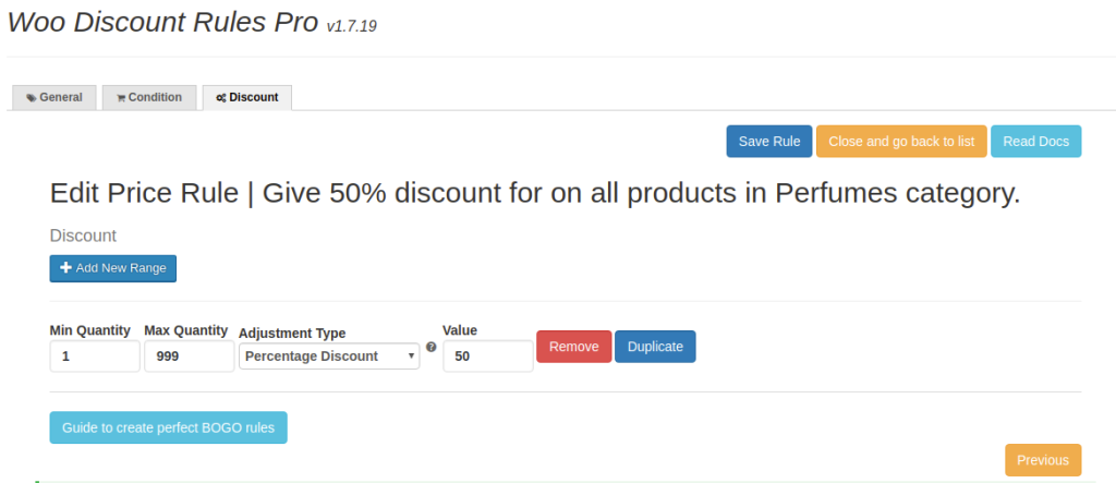 edit price rule 50% discount 