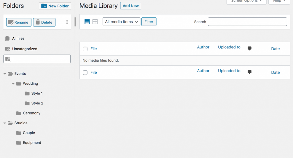 folders and media library