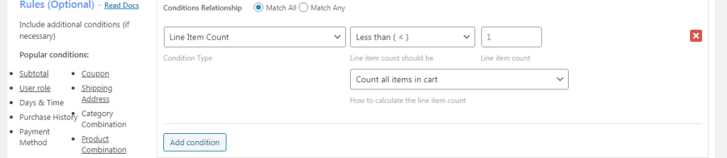 line item configuration
