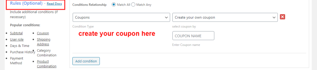 provide discount based on coupon