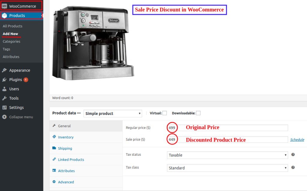sale price discount in woocommerce