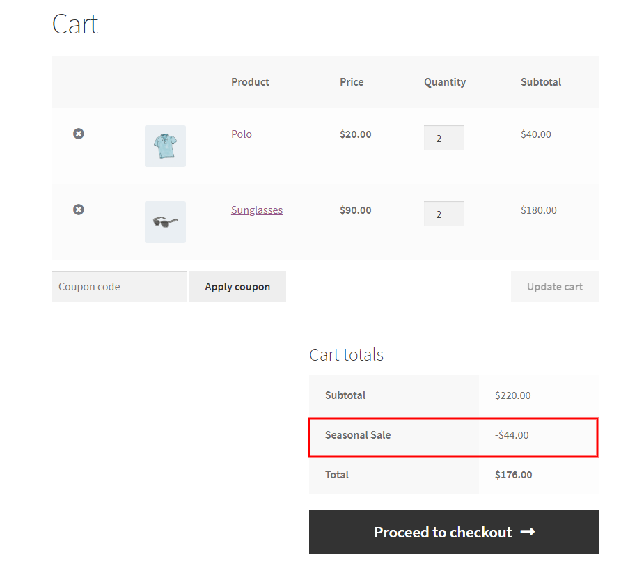 Display WooCommerce Product and Cart Page Discounts