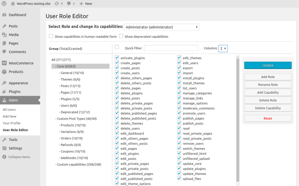 user role editor