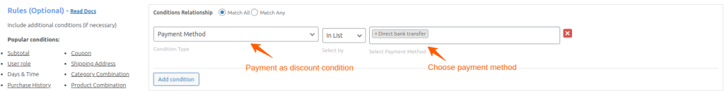 Payment Method Condition