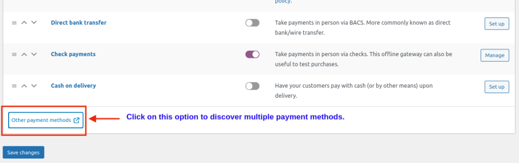 multiple payment methods