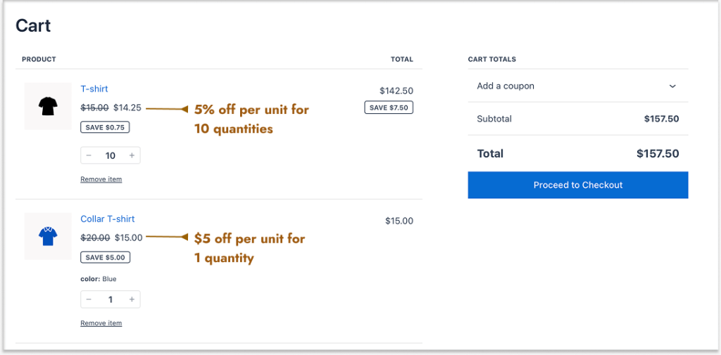 Applying bulk discounts based on product quantities