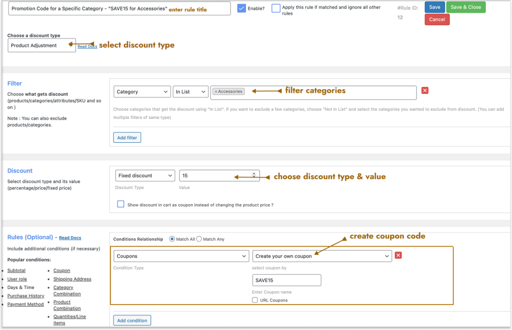 Creating a coupon discount in WooCommerce