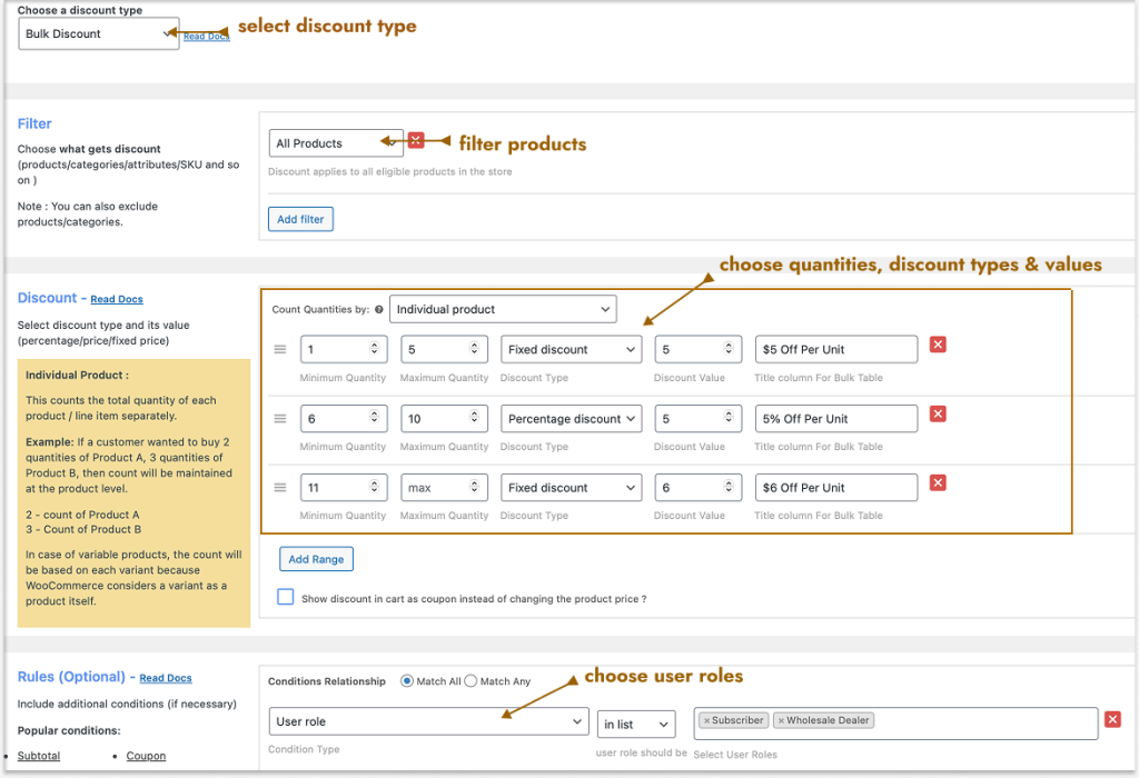 Creating multiple bulk discounts for different quantities