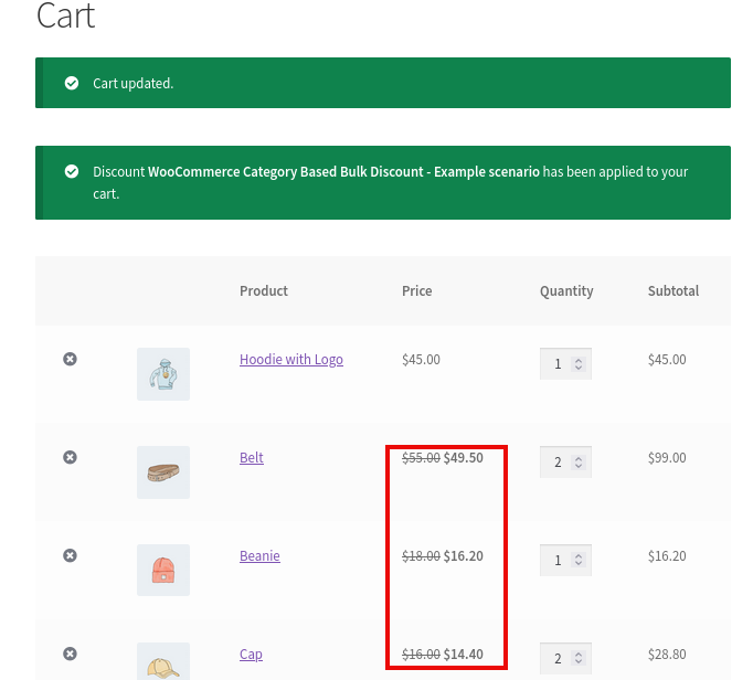 category based builk discount