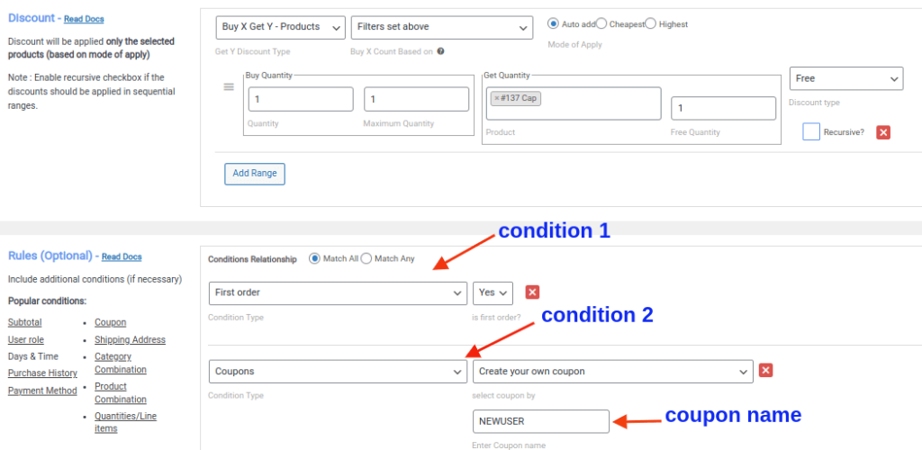 Setting up Buy X Get Y New User Coupon