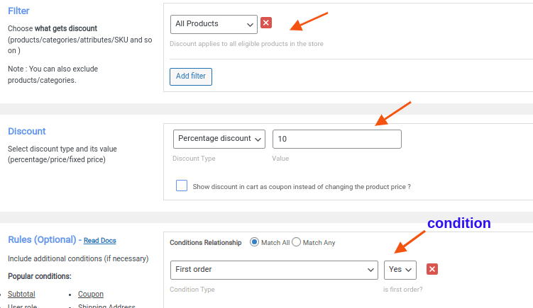 Creating a first-order discount in WooCommerce
