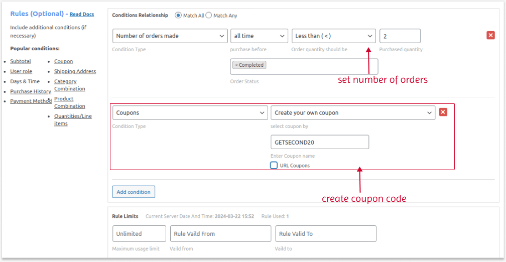 Customized coupon code based on purchase history
