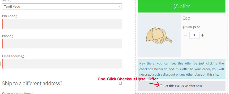 Result of one-click WooCommerce order bump offer