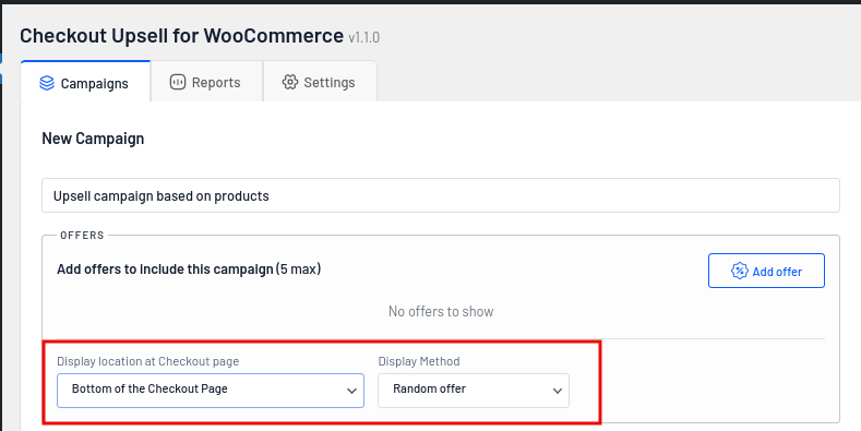 choosing offer display method