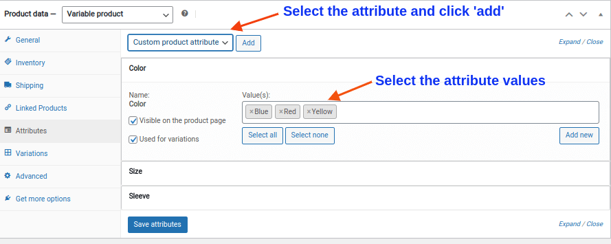 Adding Attributes To Products