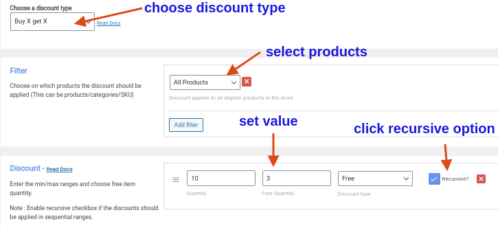 Using Buy X Get X option to apply bulk discounts