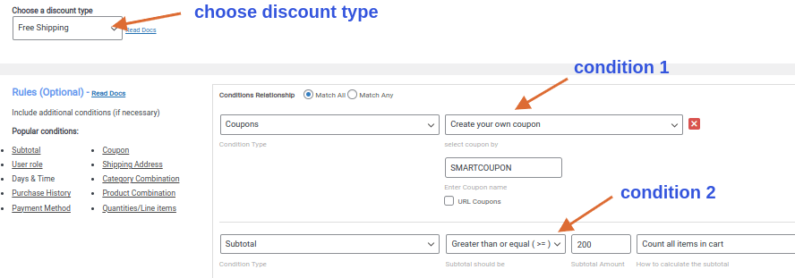 Free Shipping Coupon as smart coupons 