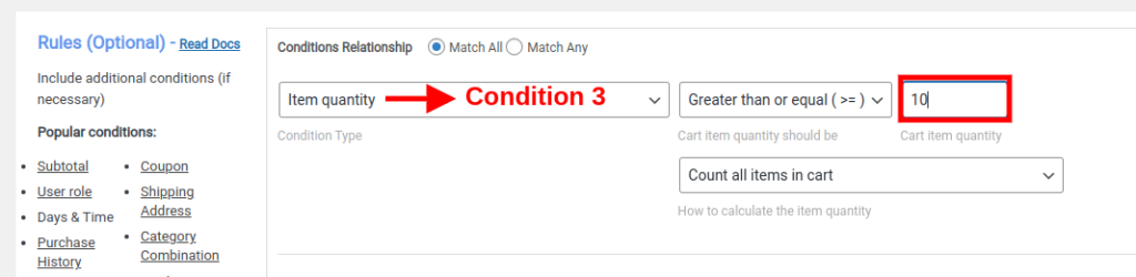 Rules to set up bulk discounts for categories.