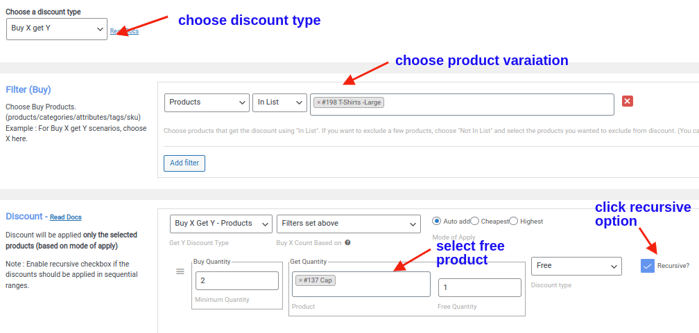 BOGO deal for product variation discounts