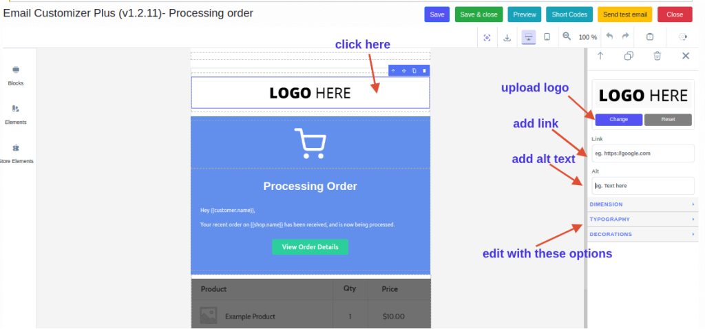 adding logo in email customizer