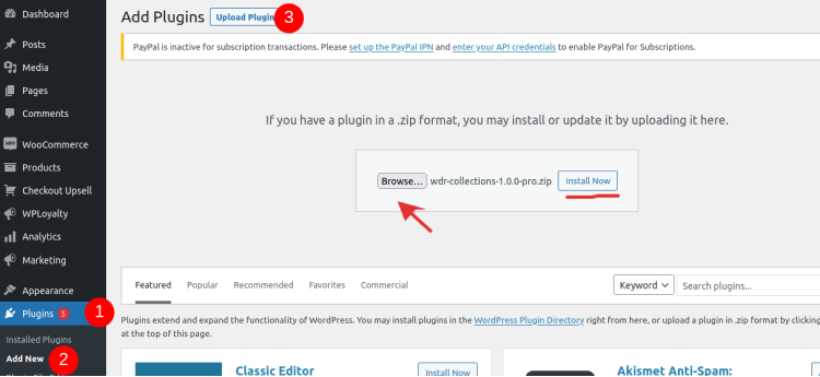 upload addon plugin