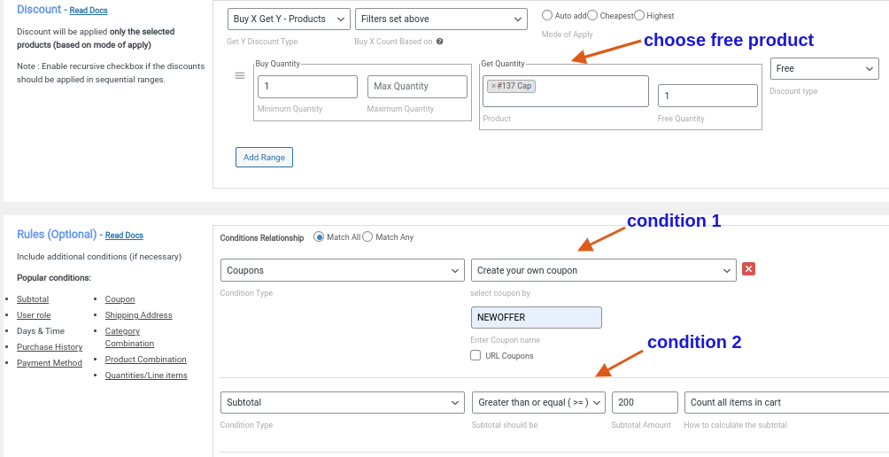 creating Free Gift Coupon